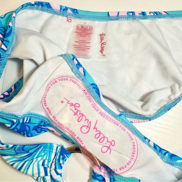 Lilly Pulitzer Kylen Bikini Bottom Amalfi Blue Sound the Sirens - Picture 11 of 15